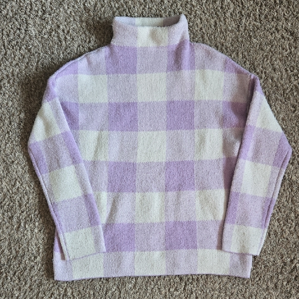 Christian Siriano Purple and Cream Cowl Neck Sweater Womens Medium